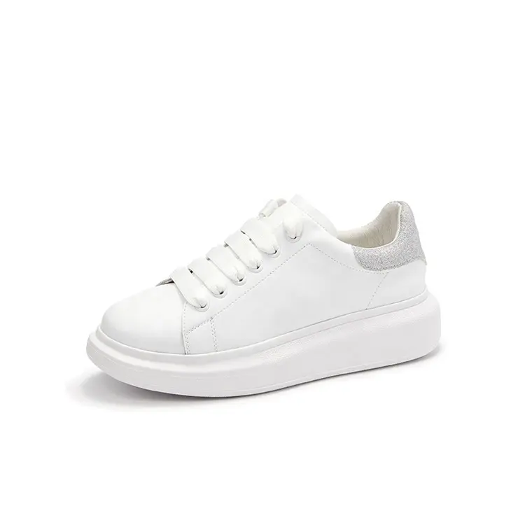 Fashion Style Lace-up White Outdoor Unisex Walking Sneakers Casual Shoes For Girls